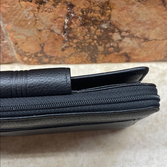 Buxton Black Leather Ensemble Clutch Wallet Full Grain Cowhide Vintage Women’s - Picture 11 of 13